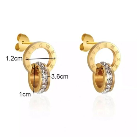 ✨🆕✨ Elegant Chic ROSEGOLD Roman Numerals Titanium Steel Stud Earrings ✨ - Picture 8 of 13